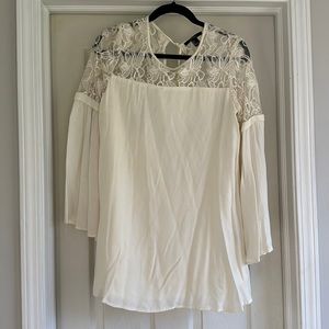 Bell Sleeved, Lace-Topped, Boho Mini Dress